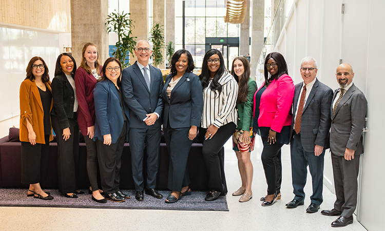 Many KPSOM faculty and staff took part in the event. Left to right: Rose Rodriguez; Ashanntí Hill Mims; Natalie Yragui; Amy Molina; Dr. John L. Dalrymple; Dr. Lori Carter-Edwards; Ifeoma Dawodu; Melissa Platt; Ije-Enu N Udeze Nwosu; Dr. Jonathan Finkelstein; and Kaiser Permanente’s Dr. Andrew Bindman.