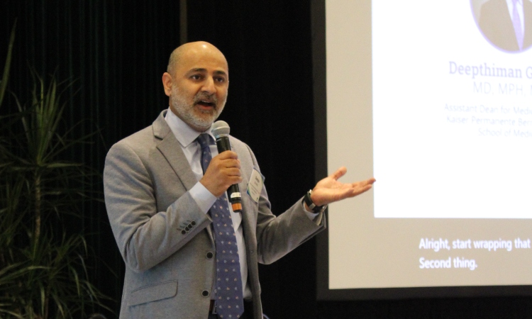 Dr. Deepu Gowda, Assistant Dean for Medical Education, speaking at the KNN Conference.