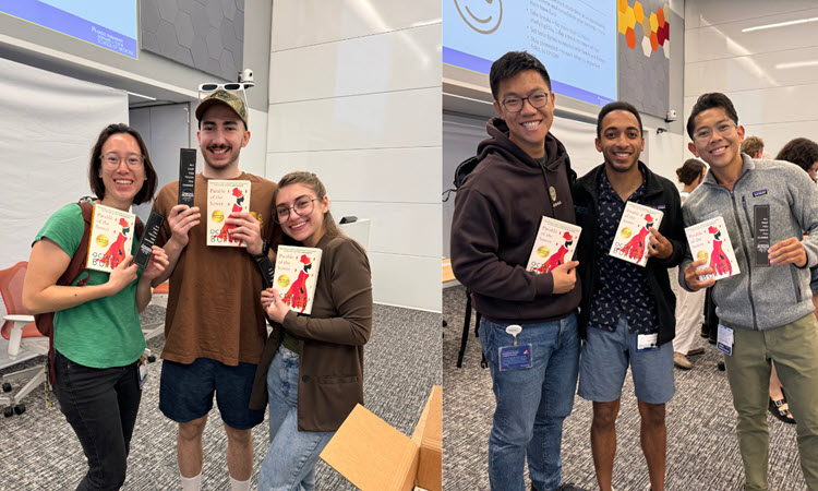 KPSOM students receive copies of the book Parable of the Sower by Octavia Butler