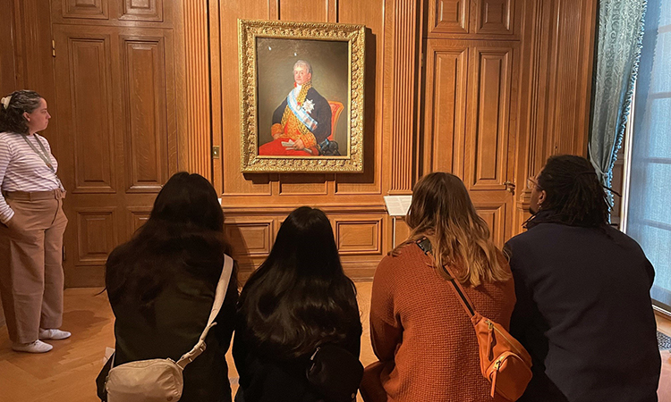 Kim Tulipana of The Huntington discussed the Portrait of José Antonio Caballero by Spanish artist Francisco Goya with her group.