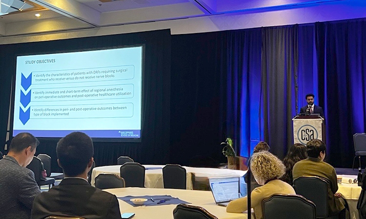Bal presenting at the California Society of Anesthesiologists 2026 conference.