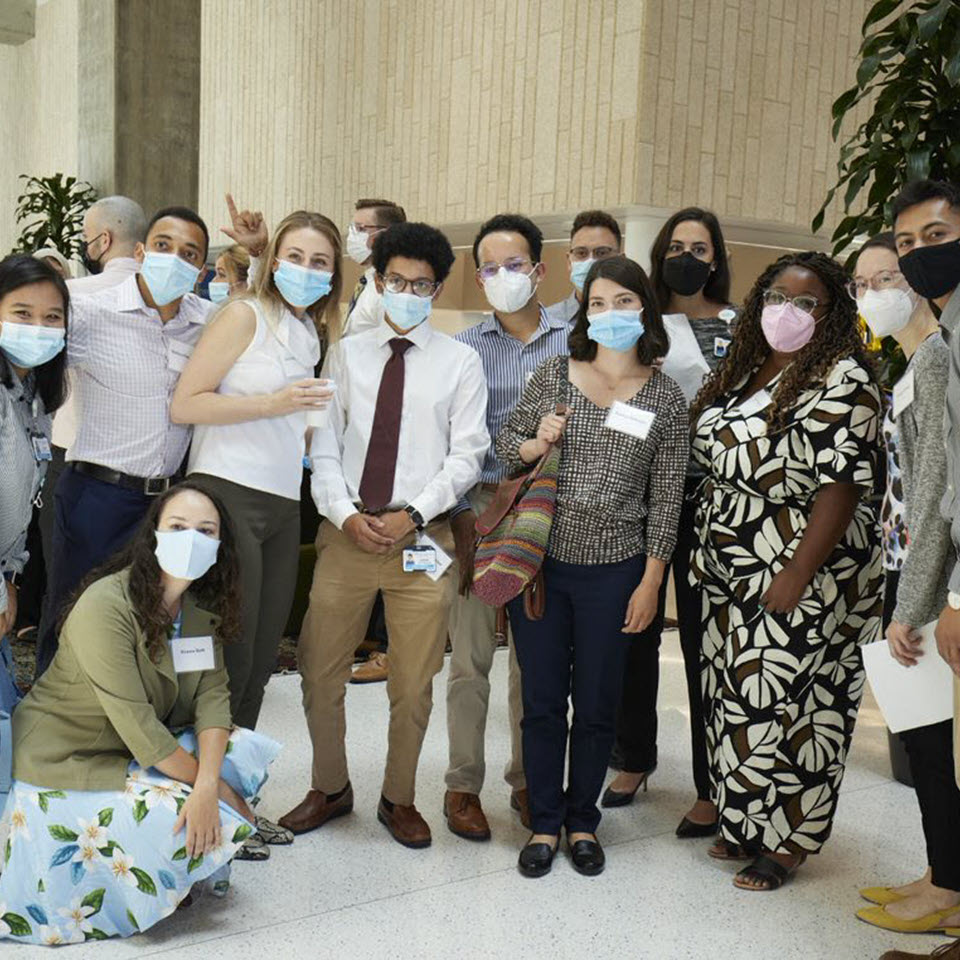 A group of medical students pose for a picture on the KPSOM campus.